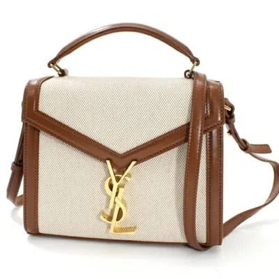 Pre-owned Saint Laurent Brown Canvas Leather Shoulder Bag ()
