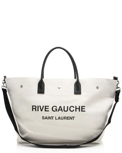 Saint Laurent Brown Canvas Rive Gauche Maxi Tote (authentic Pre-loved)