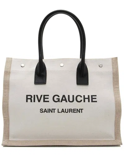 Saint Laurent Brown Canvas Rive Gauche Small Tote (authentic Pre-loved)