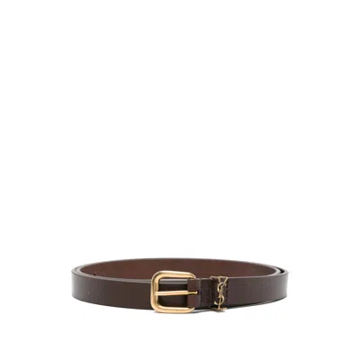 Saint Laurent Brown Cassandre Buckle Belt