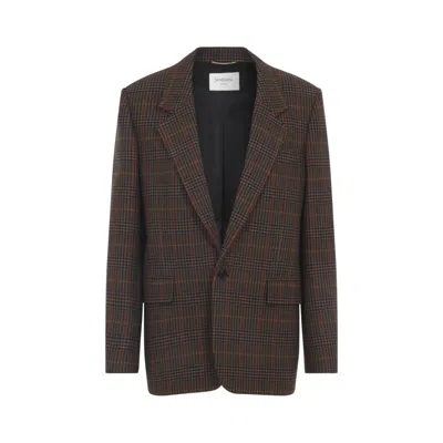 SAINT LAURENT BROWN CHECKED BLAZER