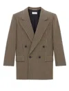 Saint Laurent Paris Women Giacca In Lana Vichy In Brown