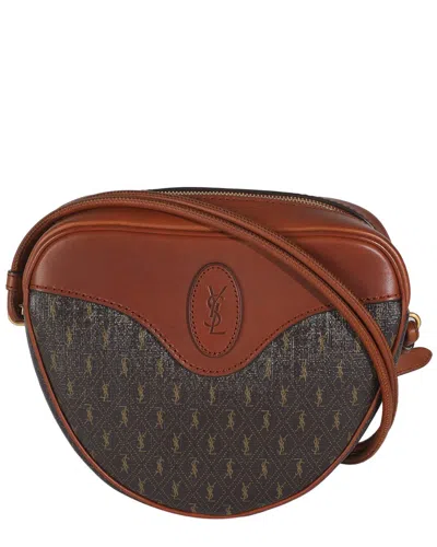 Saint Laurent Brown Coated Canvas & Leather Le Monogramme Cœur Heart Bag  (authentic Pre-loved)