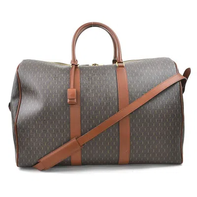 Pre-owned Saint Laurent Brown Coated Canvas Leather Boston Bag ()