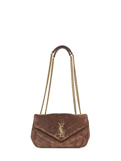 Saint Laurent Brown Coffee Loulou Small Shoulder Bag