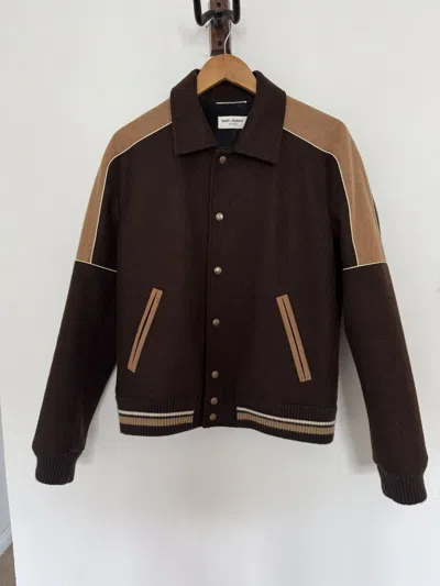 Pre-owned Saint Laurent Brown Colorblock Teddy
