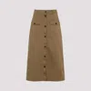 Saint Laurent Midi Skirt With Buttons In Brown