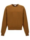 Saint Laurent Logo-embroidered Cotton Sweatshirt In Brown
