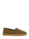 Saint Laurent Brown Espadrilles With Tonal Cassandre Embroidery On The Side And Almond Toe In Cotton Man In Brown