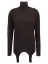 Saint Laurent Turtleneck Garter Sweater In Brown