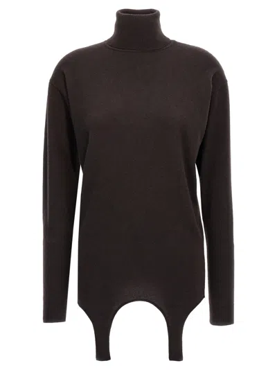 SAINT LAURENT BROWN GARTER SWEATER