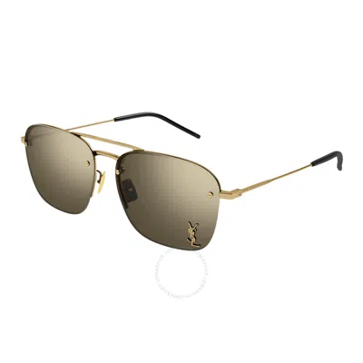 Saint Laurent Brown Gold Flash Navigator Ladies Sunglasses Sl 309 M 008 59