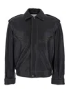 Saint Laurent Brown Jacket With Lived Effect And Front Welt Pockets In Leather Man In Black