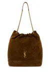 Saint Laurent Jamie Large Pochon Ysl Shoulder Bag In Quilted Suede In Brown
