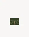 Saint Laurent Brown Lamb Leather Wallet In Green