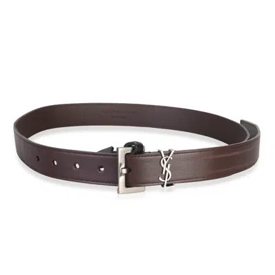 Pre-owned Saint Laurent Brown Lambskin Cassandre Belt 75/30