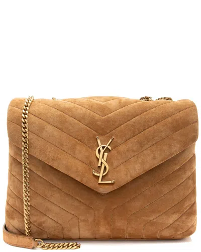Saint Laurent Brown Leather & Suede Loulou Chain Medium Shoulder Bag  (authentic Pre-loved)