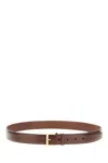 Saint Laurent Leather Belt With Adjustable Length And Gold-tone Buckle In Brown