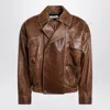 Saint Laurent Bomber In Pelle Di Agnello Invecchiata In Brown