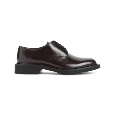 Saint Laurent Brown Leather Closed Shoes In Black