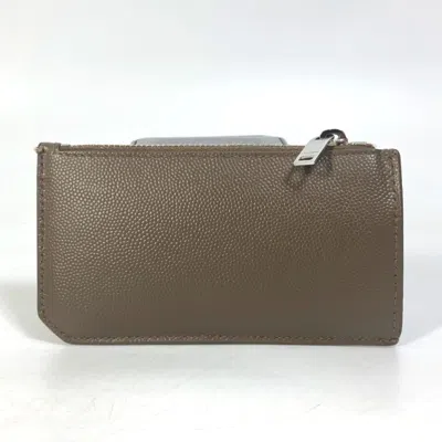 Pre-owned Saint Laurent Brown Leather Coin Purse/coin Case ()
