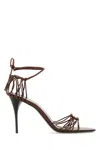 Saint Laurent Brown Leather Babylone Sandals In Brown