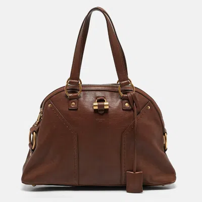 Pre-owned Saint Laurent Brown Leather Large Muse Bag