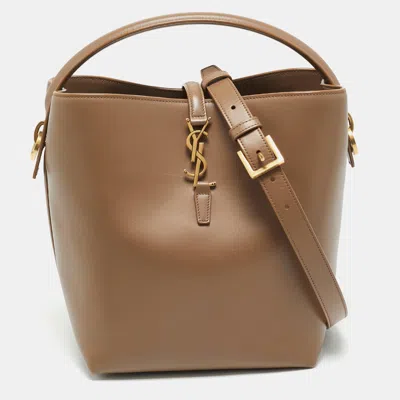 Pre-owned Saint Laurent Brown Leather Le 37 Bucket Bag