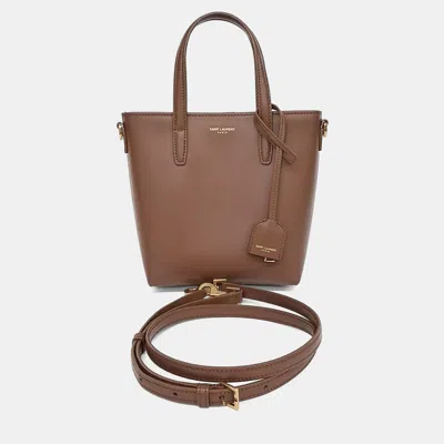 Pre-owned Saint Laurent Brown Leather Mini Toy Shopper Bag