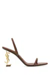 Saint Laurent Opyum Slingback Sandals In Vegetable-tanned Leather In Bruciatobruciato