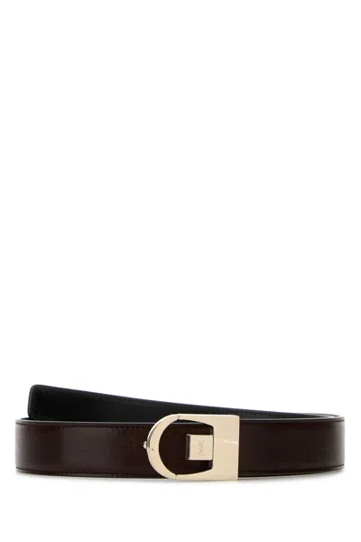 Saint Laurent Brown Leather Reversible Belt