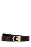 Saint Laurent Brown Leather Reversible Belt In Black