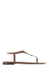 Saint Laurent Cassandra Logo-embellished Leather Slingback Sandals In Brown