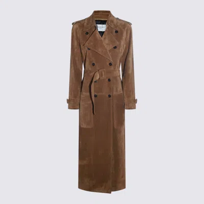 Saint Laurent Brown Leather Trench Coat