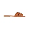 Saint Laurent Woven Leather Sandal Slide In Brown