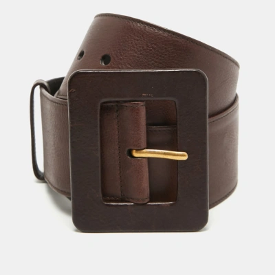 Pre-owned Saint Laurent Brown Leather Waist Belt 85 Cm