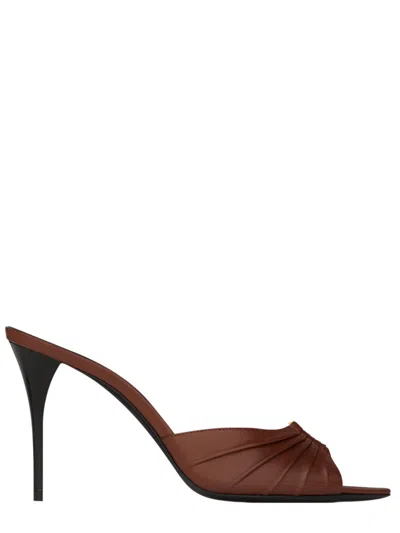 Saint Laurent Brown Logo Mules