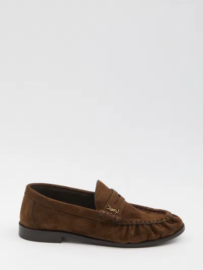Saint Laurent Brown Logo Tassel Flat Shoes