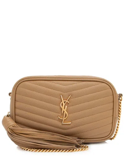 Saint Laurent Lou Mini Leather Camera Bag In Brown