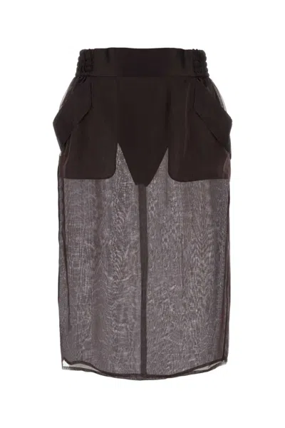 SAINT LAURENT BROWN MESH SKIRT