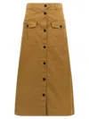 Saint Laurent Midi Skirt In Brown