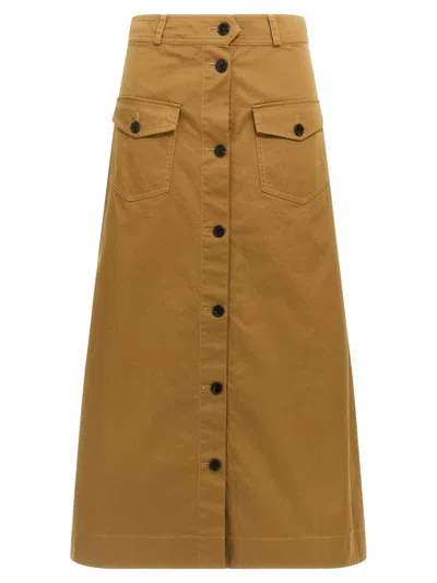 SAINT LAURENT BROWN MIDI SKIRT