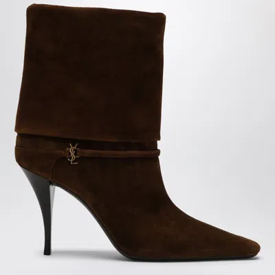 Saint Laurent Brown Niki Boots In Suede