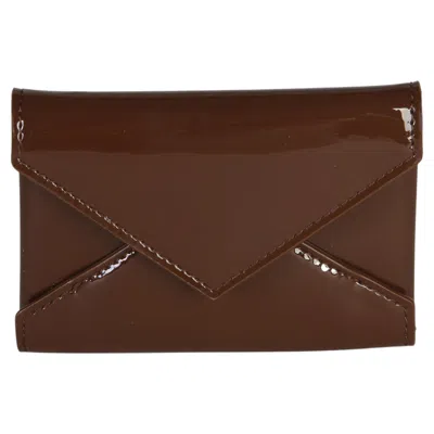 Pre-owned Saint Laurent Brown Patent Envelope Flap Card Case