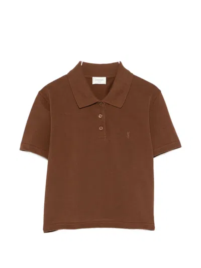 Saint Laurent Brown Piquet Polo Shirt