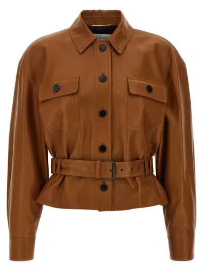 SAINT LAURENT BROWN SAHARIENNE JACKET