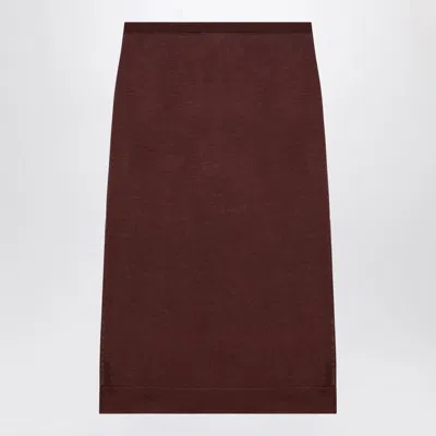 Saint Laurent Semi-transparent Midi Skirt In Brown