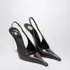 Saint Laurent Brown Shiny Leather Wedges Women