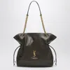 Saint Laurent Brown Leather Shopping Bag Jamie In Green