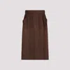 Saint Laurent Sheer Silk Midi Skirt With Elastic Waistband In Brown